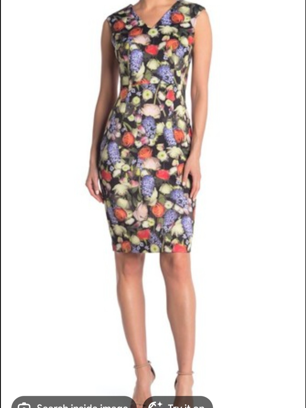 Tahari ($118) Floral Print V-Neck Sheath Cocktail Dress Size 12 NWT New